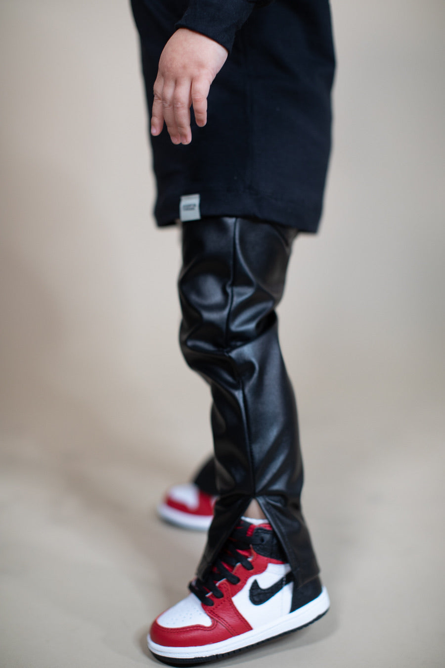 Split Hem Faux Leather Pants